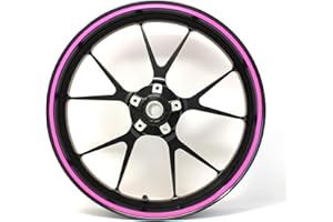 FINEST FOLIA Pegatinas para borde de llanta, ancho de 7 mm, neón, con herramienta de montaje de 16, 17, 18 y 19 pulgadas, accesorio para coche, moto, llantas adhesivo (rosa neón)