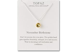 Philip Jones November (Topaz) Birthstone Necklace Created with Zircondia® Crystals