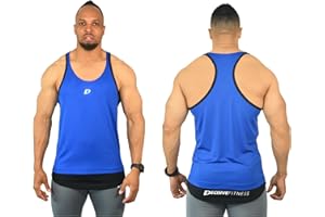 DECISIVE FITNESS Men's Sleeveless Wicking Workout Gym Stringer Vest Athletic Training Tank Top Back 2 Tone Stringer