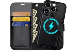 OCASE Kompatibel für iPhone 15 Pro Hülle(2in1) Leder Stoßfestes Case [Abnehmbare magnetische Hülle] [Kabelloses Laden] [Kartenfach] Handyhülle RFID Schutzhülle Etui Klapphülle Schwarz 6,1 Zoll