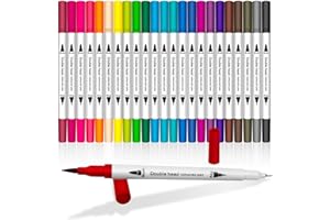 Madeki 24 Colori Pennarelli a Doppia Punta, con punta in feltro e punta fine per Acquerelli per Bambini e Adulti, Scarabocchi, Pittura, Creazione di carte fai-da-te, Album da Colorare