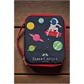 Faber-Castell 26 G&ouml;zl&uuml; B&uuml;y&uuml;k Boy Kalem Kutusu, Gezegenler Temalı, Astronot Desenli, Fermuarlı