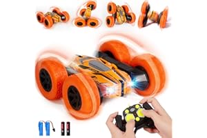 Vubkkty Remote Control Cars for Boys 6 7 8 9 10 Years Old, 4WD RC Stunt Cars Toys 360°Flips Double Sided Rotating Vehicles with Headlights, 2.4GHz RC Car Birthday Gift Christmas Toys