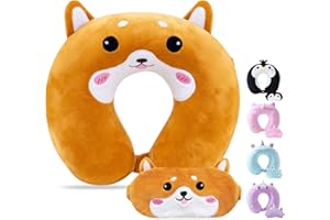 ‎CIRORLD Cirorld Nackenkissen Kinder Memory Foam Tier Reisekissen Flugzeug Niedlich Kinder Reisekissen U-förmiges Memory Schaum Nackenkissen Erwachsene für Auto Zug (Hund, 3-8 Jahre alt)