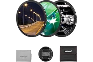 NEEWER 3 szt. filtrów gwiazdkowych 82 mm, regulowany filtr z efektem gwiazdy (4, 6, 8 punktów) z ultracienką ramą ze stopu aluminium, HD bez ciemnych narożników z dwustronnymi nanopowłokami