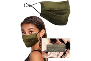KARIZMA Beverly Hills Silk Face Mask. Olive Fashionable Designer Face Mask for Women. Washable Fabric Face Mask Reusable Facemask. 19 Momme Mulberry Silk Mask - Luxury Fashion Masks for Women