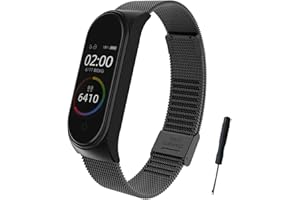 BDIG Cinturino compatibile per Xiaomi Mi Band 6 & Mi Band 5, cinturino in metallo regolabile in acciaio inox orologio cinturino di ricambio per Mi Band 4/5/6