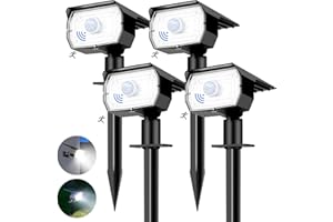 nipify 4 Pack Solar Lights Outdoor Garden Motion Sensor, 56 LED 3 Modes Solar Security Light, IP65 Waterproof Spot Lights for Pathway Driveway Walkway, 6500K Cool White
