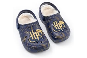 Harry Potter Girls Navy Logo Fur Lined Clogs | Soft Lining for Comfort | Casual Wear for School & Play | Movie Themed Footwear Merch