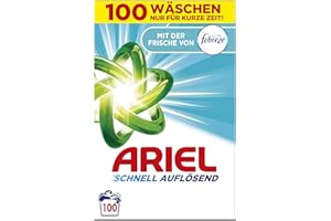 Ariel Fast Dissolving Proszek do prania 6 kg, 100 prań, Świeżość Touch of Febreze, szybkie rozpuszczanie i zapobieganie powstawaniu osadów nawet w zimnej wodzie