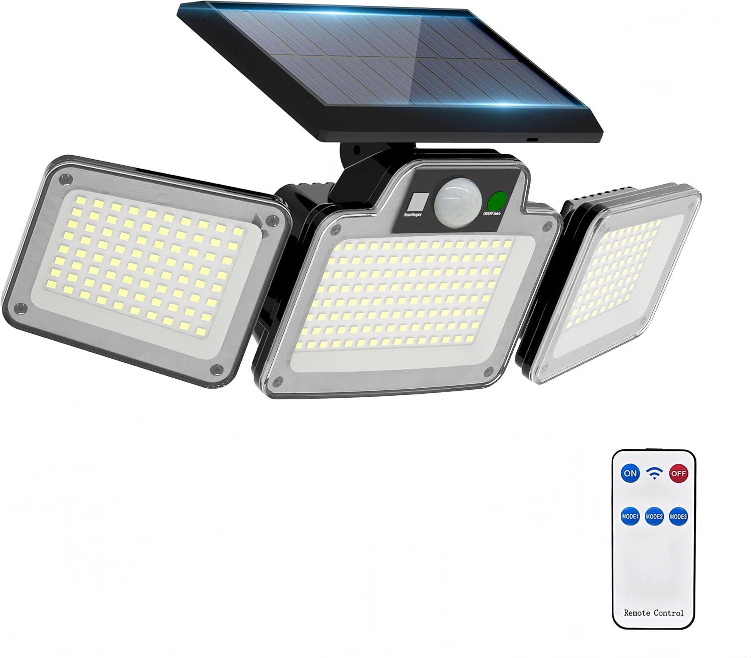 280 LED Solar Flood Lights Outdoor, 3 Adjustable Heads Solar Lights Outdoor Garden Motion Sensor, Waterproof Wireless Solar Security Lights Outside for Yard Garage Driveway Patio Garden, 1 Pack