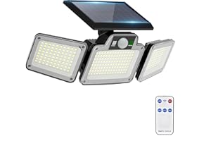 JumJam 280 LED Solar Flood Lights Outdoor, 3 Adjustable Heads Solar Lights Outdoor Garden Motion Sensor, Waterproof Wireless Solar Security Lights Outside for Yard Garage Driveway Patio Garden, 1 Pack
