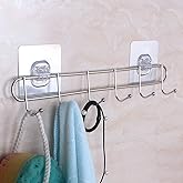 ZURATO Stainless Steel Bathroom Wall Hook 6 Hooks Cloth Hanger Bathroom Wall Door Hook Magic Sticker Self Adhesive for Towel 