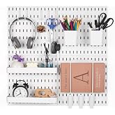 VEVOR Plastic Perforated Board Combination Kit 280x280x12mm 4 Panels Wall Organizer Kit with Accessories for Living Room Tool