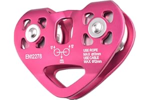 TRIWONDER Polea Escalada 30kN Polea Doble Aluminio de Rescate para Cuerda de Roca Trabajo en Altura
