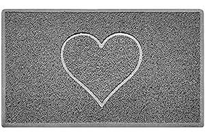 Nicoman Mata podłogowa z wytłoczonym motywem serca (nadaje się do użytku wewnątrz i na zewnątrz), średnia (75 x 44 cm), szara