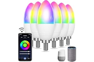 Bewahly Ampoule Connectée E14 5W [6 Pack], RGB Ampoule LED Compatible avec Alexa et Google Home, WiFi Ampoule Intelligente Multicouleur Dimmable Blanc Chaud Froid, APP Contrôle, Commande Vocale