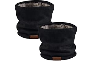 NovForth Winter-Halswärmer Fleece Gefüttert Infinity-Schal Dick Winddicht Und Staubabweisend Skifahren Für Herren Frauen Doppellagiges Fleece-Futter Strick Gr. Medium, 2er-Pack, Schwarz
