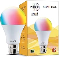 Wipro WiFi Enabled Smart LED Bulb B22 9-Watt (16 Million Colors + Warm White/Neutral White/White) (Compatible with...