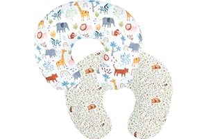 Winmany Confezione da 2 federe rimovibili per cuscino per allattamento al seno, per ragazzi e ragazze, comode, traspiranti e lavabili, 57,1 x 45,7 cm (animali e foreste)