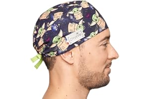 CHRYSVAL - Calot Court Grogu - Bébé Yoda Star Wars - Bonnet Chirurgical Ou Calot Cuisine Unisexe 100% Coton Oeko-Tex - Réglable Avec Attaches - Made In France
