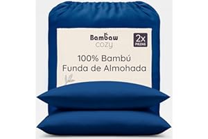 Bambaw Funda Almohada 70x50 cm Bambu, Pack de 2, Sabanas Fresquitas para el Verano, Bambu Sabanas, Funda Almohada Suave 50x70 cm con Efecto Enfriamiento, Certificado Oeko-Tex (Azul Marino)