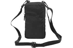 MEANFL Small Phone Belt Clip Holster, Black Mobile Phone Crossbody Bag Men, 7.2" Vertical Outdoor Travel Cellphone Shoulder Messenger Bag Smartphone Waist Pouch Bumbag Pocket with Belt Loop Carabiner Hook