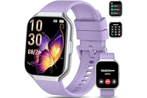 QCOQ Smartwatch da uomo, tracciamento della frequenza cardiaca PPG, orologio fitness da 1,96”, supporto per effettuare o ricevere chiamate, smartwatch sportivo 110+ per Android/iOS, Porpora