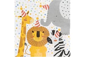 ‎BOLAND 20 Servietten * WILD ANIMALS * für Kindergeburtstag und Zoo-Party | Wilde Tiere Safari Kinder Geburtstag Party Papierservietten Napkins
