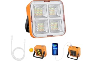 CORESLUX Rechargeable Work Light 50W Portable Emergency Work Light Job Site Light Rechargeable Floodlight Solar Work Light Solar Camping Light for Yard Garage Camping Hiking