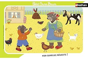 Nathan - Puzzle Enfant - Cadre 15 pièces - Petit Ours Brun à la ferme - Fille ou garçon dès 3 ans - Puzzle de qualité supérieure - Carton épais et résistant - Quotidien & Animaux - 86133