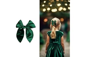 BOTTEGA DELLA PRINCIPESSA Lazo para el pelo de niña, de terciopelo, cierre de horquilla de cocodrilo, elegante y versátil (verde)