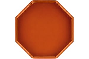 TOPTAN Dice RollingTray, Felt Lined PU Leather Octagon Dice Tray for Dungeon Crawler Games, Brown
