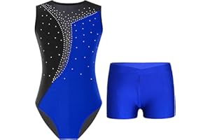 CHICTRY Kids Girls 2Pcs Dance Outfits Sleeveless Gymnastics Ballet Leotard with Active Shorts Set Tumbling Biketard Dancewear