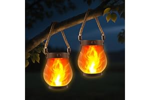 BatdTech Solar Fairy Lights Lantern Outdoor, Pack of 2 Solar Lanterns with Realistic Flame Effects, IP65 Waterproof for Outdoor Yard Balcony