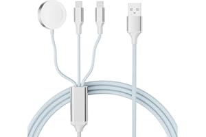 XGMATT Phone Watch Charger 3 in 1 Charger Cable 1.5M-1Pack Compatible with Apple Watch iPhone and iPad,Wireless Watch Charger Cable for iPhone&iPad &Apple Watch Series 7/6/5/4/3/2/1/SE Series,wathet