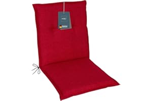LILENO HOME Cuscini per sedia da giardino [set da 1 – schienale basso] in bordeaux, comodi cuscini per sedie da giardino – Cuscino per sedie da giardino e sedie pieghevoli