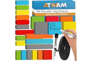 ATWAM - 123 Étiquettes Magnétiques Effaçables & Inscriptibles - Scrum - Lot de aimants et Accessoires inscriptibles pour Tableau Blanc, Tableau magnétique, Tableau magnétique et réfrigérateur