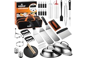 N NOBLE FAMILY 38PCS Griddle Accessories Kit, Professional BBQ Tools Set for Ourdoor Cooking, Stainless Steel Griddle Spatula Set with Tongs, Smash Burger Press, Carry Bag, Perfect Grilling Gifts for Men Dad