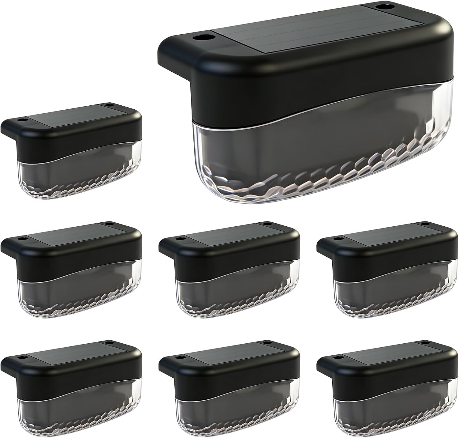 CREECHWA Luces Solares Exterior LED para Jardín y Terraza - 8 Pack de Lámparas Solares para Escaleras, Vallas y Patios, Impermeable, Encendido Automático, Blanco Frío, Instalación Fácil sin Cables