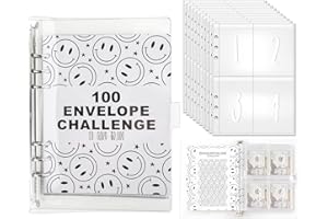 BUOSHUO 100 Envelope Saving Challenge,A5 Spaß Geld Sparen Buch,5050 Euro Spar Challenge,Budgetplaner's Geldsparmappe,für Reservefonds,Planung oder Notfälle