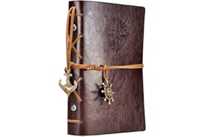 NectaRoy Retro Vintage Ubierta de Cuero de la PU Cuaderno Agenda Bloc de Notas Pirata Náutico Revista Diario Timón de Cuerda, Notebook Libreta Mano Escrito Viaje