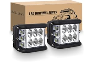 RIGIDON 2Pcs 10cm 4 pollici 60W Faro da lavoro led, 12V 24V Fari di profondità, 6000K Bianca Luci di Lavoro a Led Faretto Fendinebbia per Off Road Auto Trattore Escavatore Camion SUV ATV 4x4