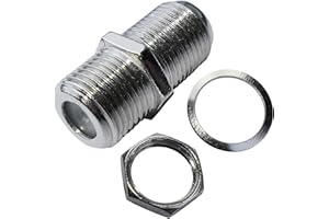 Aerzetix - C52684 - Set di 25 connettori/raccordi/spine/accoppiatori femmina a femmina tipo F per avvitare - cavo satellitare con dado e rondella