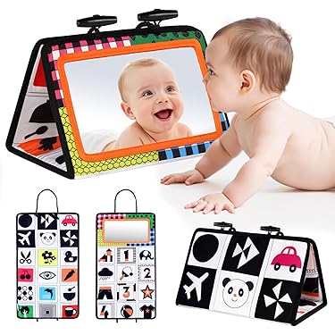 LIONELO Anika 2 in 1 Education Mat Baby Playpen with Belly Pillow, Rich Toy Set, Rattles, Teething Rattles, Flexible Mirror, Develops Motor and Manual Skills, Various Shapes and Colours