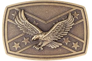 Longcreek Hebilla del cinturón del águila para los hombres, hebilla del cinturón del águila calva americana patriótica, hebilla de cinturón rectangular del águila de la cruz de la estrella