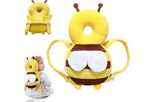 COZCZYEQCO Protector Cabeza Bebe,protector De Cabeza De Bebé,cojín De Mochila Abeja,para Bebés,para Abejas Pequeñas Marrón Marrón,ideal Para Niños Que Aprenden A Gatear Y Caminar, En Forma De Abeja-amarillo
