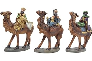 Aries Boutique Tamano 10cm Los 3 Reyes Magos, Figuras de Camello, Belén, Exhibición de Navidad, Pintado a Mano. Pantalla Interior/Exterior.