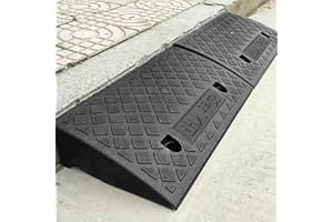 Saffory Kerb Ramps 9cm Height, 2PCS Curb Ramp for Cars, Heavy Duty Threshold Ramp for Wheelchairs, Rubber Curb Ram for Driveway, Mobility Scooter/Step,(50x27x9cm) X2
