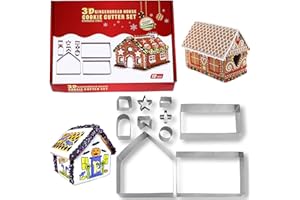 HONGECB Navidad Cortadores de Galletas, 3D Casa Galleta De Jengibre, Acero Inoxidable Galletas Cortador, Christmas Gingerbread House, Molde para Galletas Navideñas, para Accesorio de Cocina, 10 Piezas